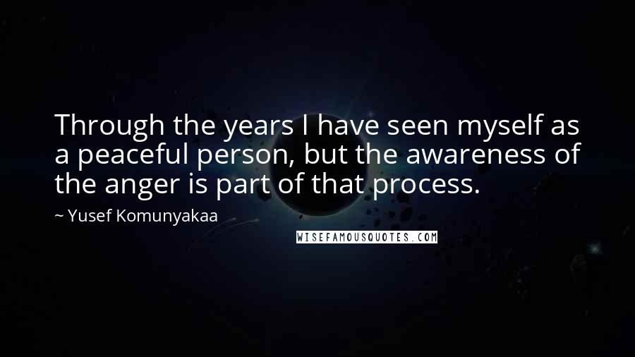 Yusef Komunyakaa Quotes: Through the years I have seen myself as a peaceful person, but the awareness of the anger is part of that process.