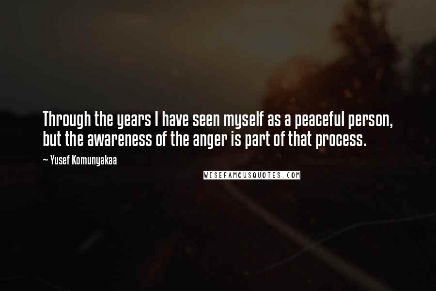 Yusef Komunyakaa Quotes: Through the years I have seen myself as a peaceful person, but the awareness of the anger is part of that process.