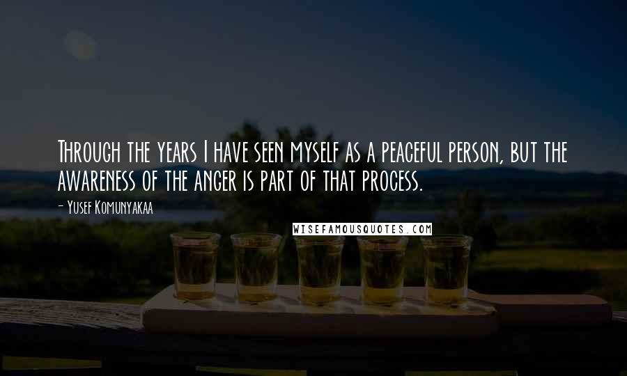 Yusef Komunyakaa Quotes: Through the years I have seen myself as a peaceful person, but the awareness of the anger is part of that process.