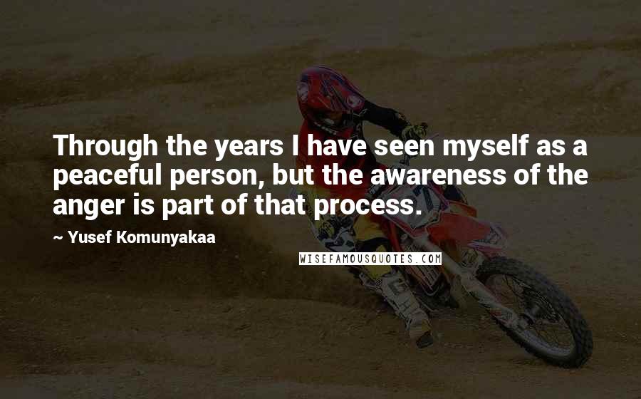 Yusef Komunyakaa Quotes: Through the years I have seen myself as a peaceful person, but the awareness of the anger is part of that process.