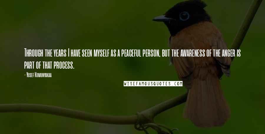 Yusef Komunyakaa Quotes: Through the years I have seen myself as a peaceful person, but the awareness of the anger is part of that process.