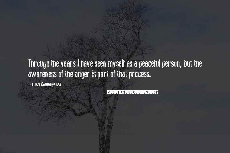 Yusef Komunyakaa Quotes: Through the years I have seen myself as a peaceful person, but the awareness of the anger is part of that process.