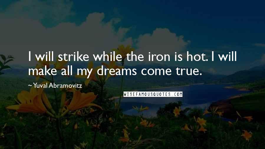 Yuval Abramovitz Quotes: I will strike while the iron is hot. I will make all my dreams come true.