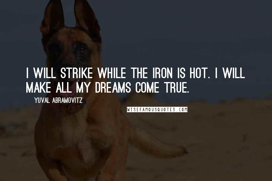 Yuval Abramovitz Quotes: I will strike while the iron is hot. I will make all my dreams come true.