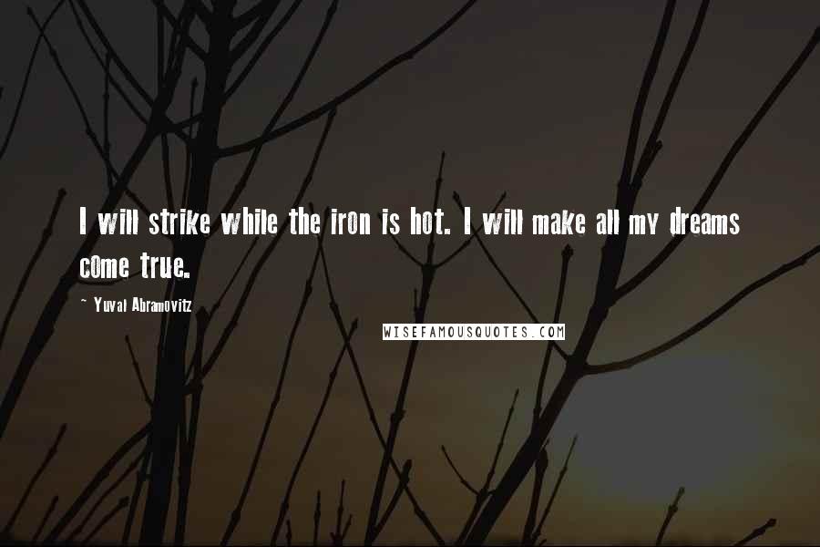 Yuval Abramovitz Quotes: I will strike while the iron is hot. I will make all my dreams come true.