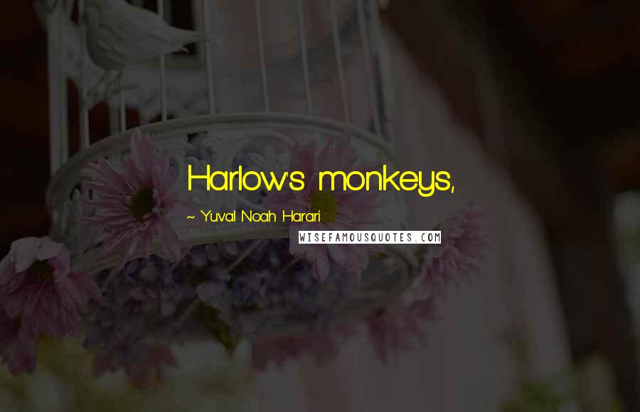 Yuval Noah Harari Quotes: Harlow's monkeys,