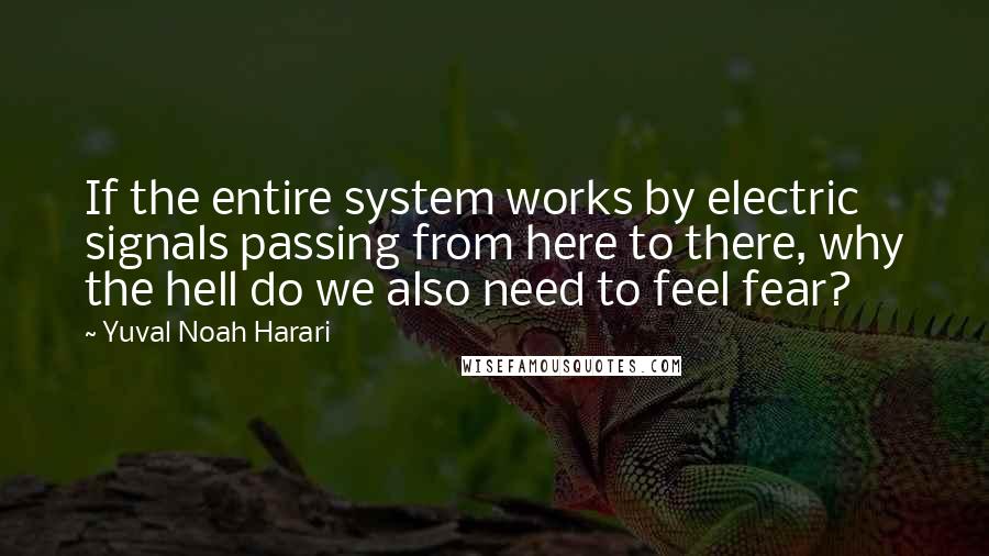 Yuval Noah Harari Quotes: If the entire system works by electric signals passing from here to there, why the hell do we also need to feel fear?