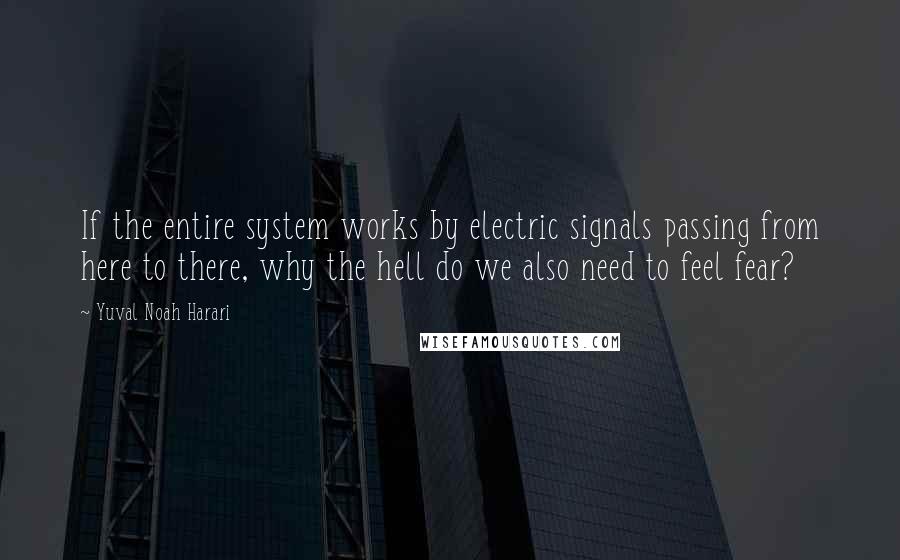 Yuval Noah Harari Quotes: If the entire system works by electric signals passing from here to there, why the hell do we also need to feel fear?