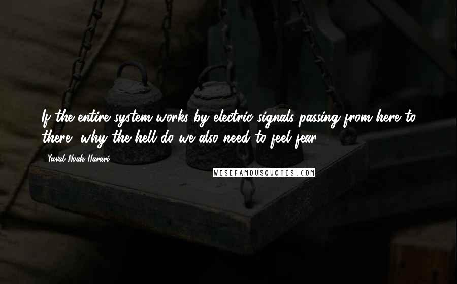 Yuval Noah Harari Quotes: If the entire system works by electric signals passing from here to there, why the hell do we also need to feel fear?