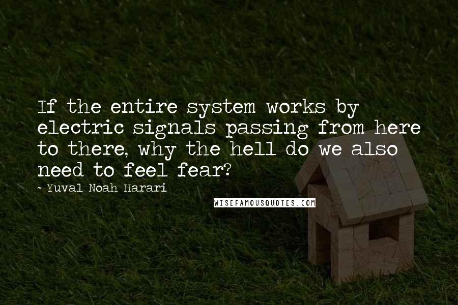 Yuval Noah Harari Quotes: If the entire system works by electric signals passing from here to there, why the hell do we also need to feel fear?