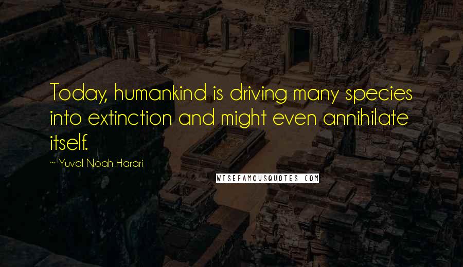 Yuval Noah Harari Quotes: Today, humankind is driving many species into extinction and might even annihilate itself.