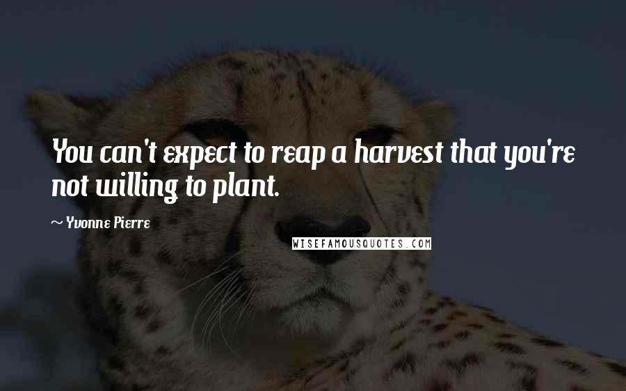 Yvonne Pierre Quotes: You can't expect to reap a harvest that you're not willing to plant.