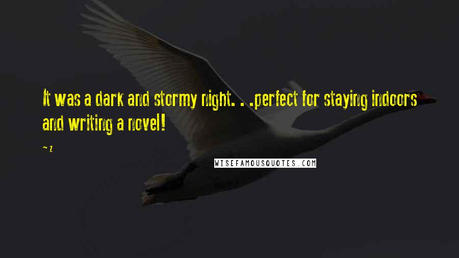 Z Quotes: It was a dark and stormy night. . .perfect for staying indoors and writing a novel!