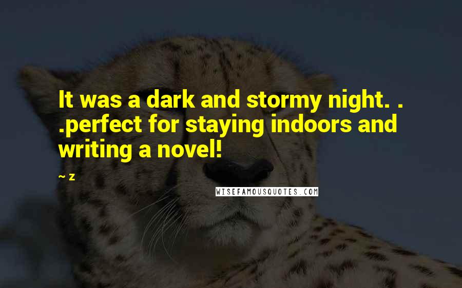 Z Quotes: It was a dark and stormy night. . .perfect for staying indoors and writing a novel!