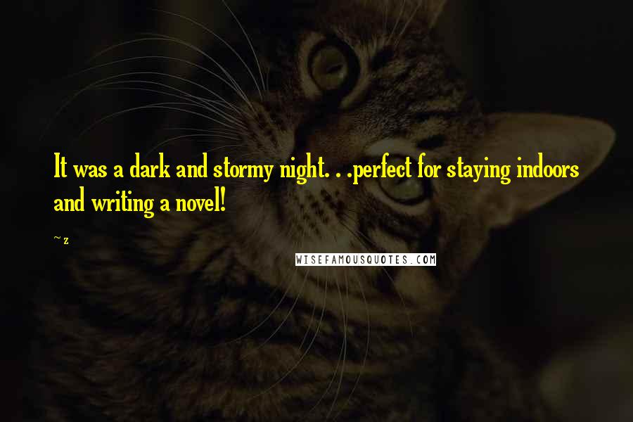 Z Quotes: It was a dark and stormy night. . .perfect for staying indoors and writing a novel!