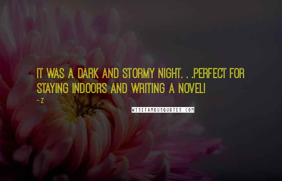 Z Quotes: It was a dark and stormy night. . .perfect for staying indoors and writing a novel!