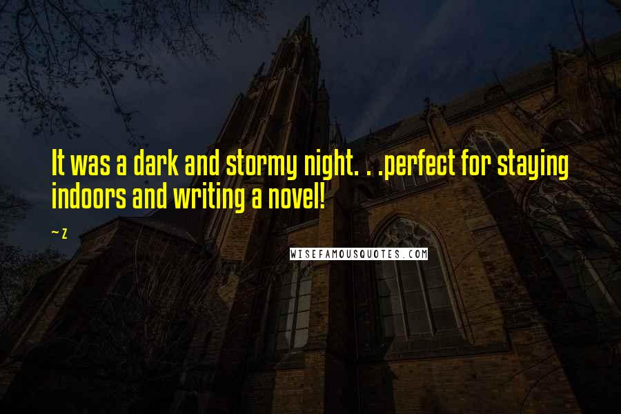 Z Quotes: It was a dark and stormy night. . .perfect for staying indoors and writing a novel!