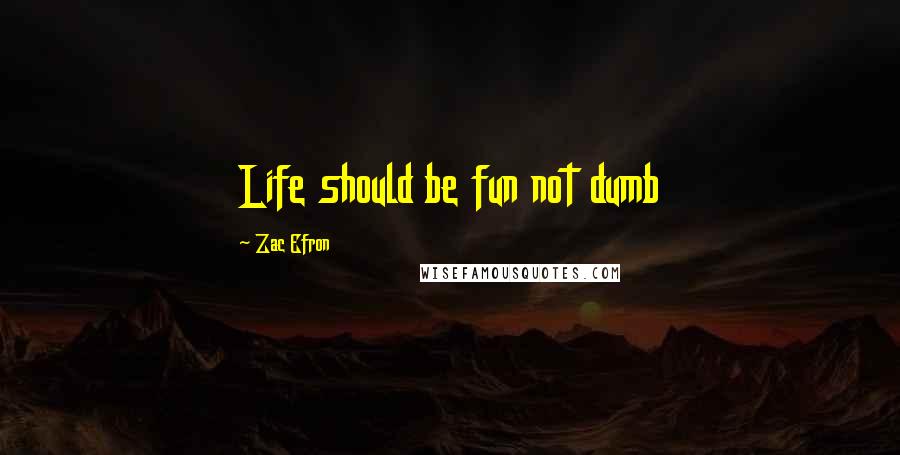 Zac Efron Quotes: Life should be fun not dumb