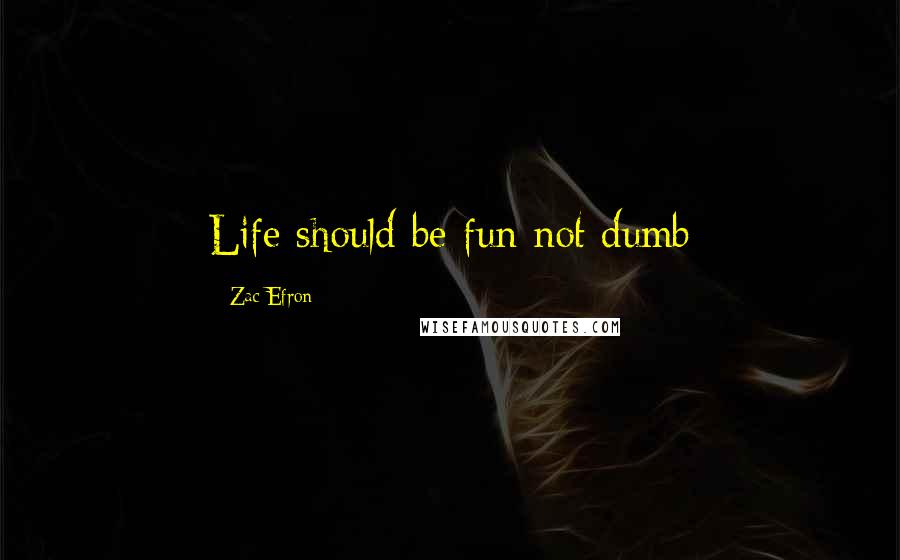 Zac Efron Quotes: Life should be fun not dumb