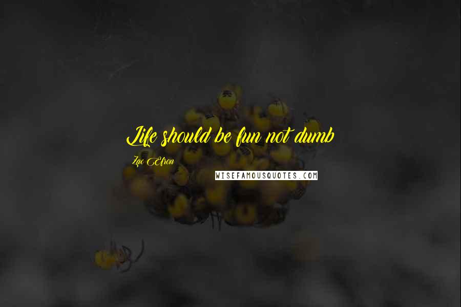 Zac Efron Quotes: Life should be fun not dumb