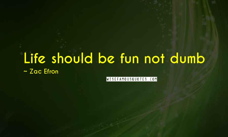 Zac Efron Quotes: Life should be fun not dumb