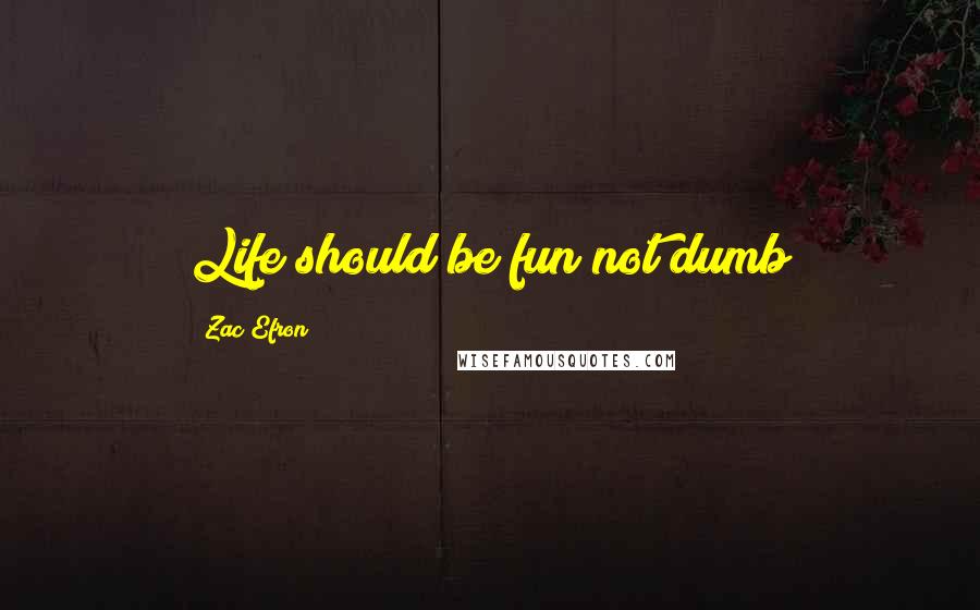 Zac Efron Quotes: Life should be fun not dumb