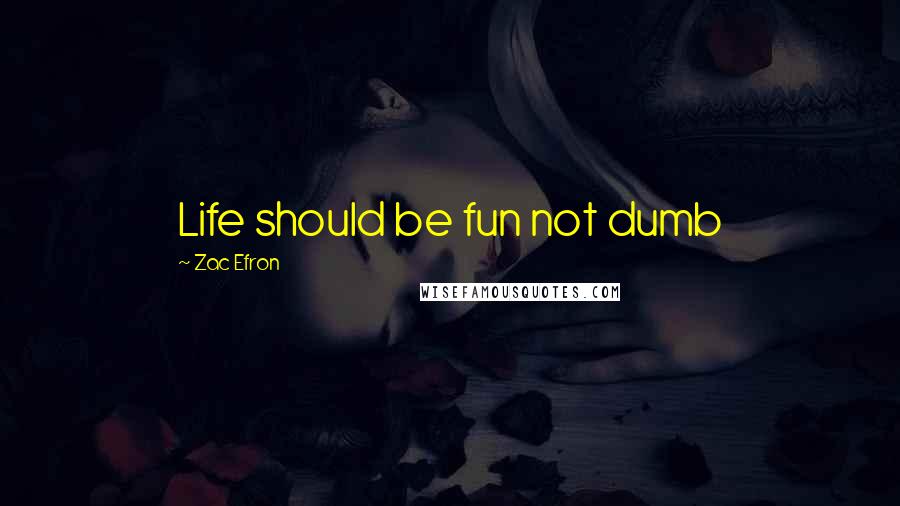 Zac Efron Quotes: Life should be fun not dumb