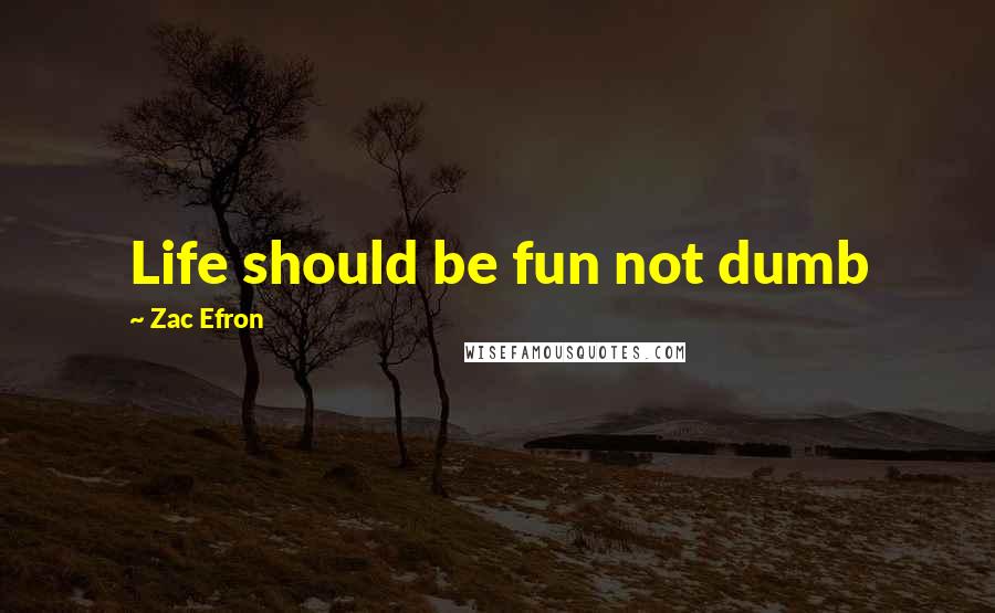 Zac Efron Quotes: Life should be fun not dumb