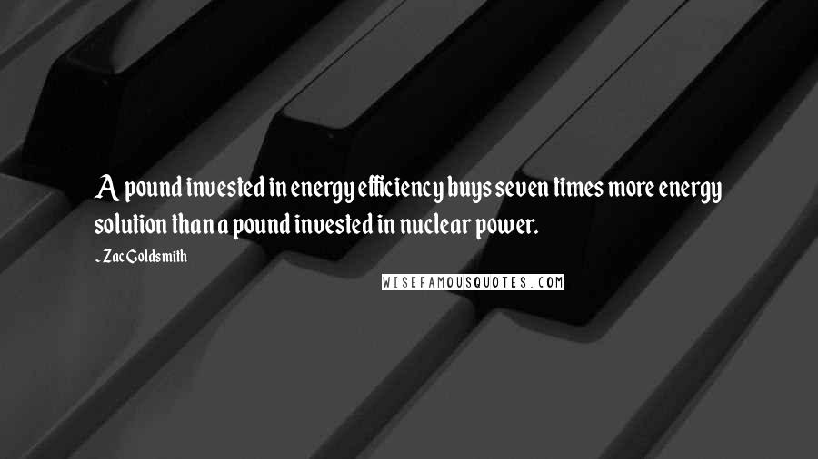 Zac Goldsmith Quotes: A pound invested in energy efficiency buys seven times more energy solution than a pound invested in nuclear power.