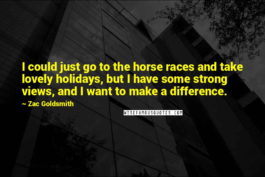 Zac Goldsmith Quotes: I could just go to the horse races and take lovely holidays, but I have some strong views, and I want to make a difference.