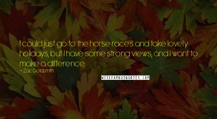 Zac Goldsmith Quotes: I could just go to the horse races and take lovely holidays, but I have some strong views, and I want to make a difference.