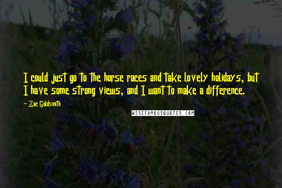 Zac Goldsmith Quotes: I could just go to the horse races and take lovely holidays, but I have some strong views, and I want to make a difference.