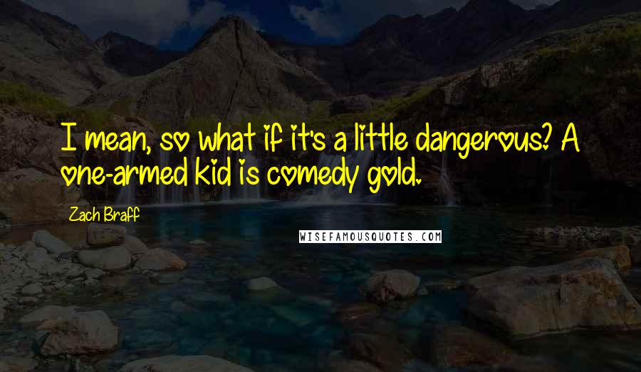 Zach Braff Quotes: I mean, so what if it's a little dangerous? A one-armed kid is comedy gold.