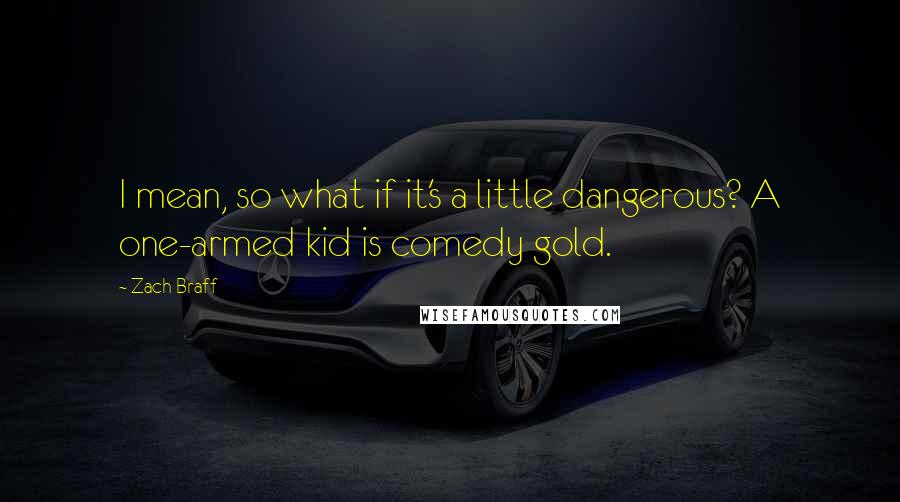 Zach Braff Quotes: I mean, so what if it's a little dangerous? A one-armed kid is comedy gold.