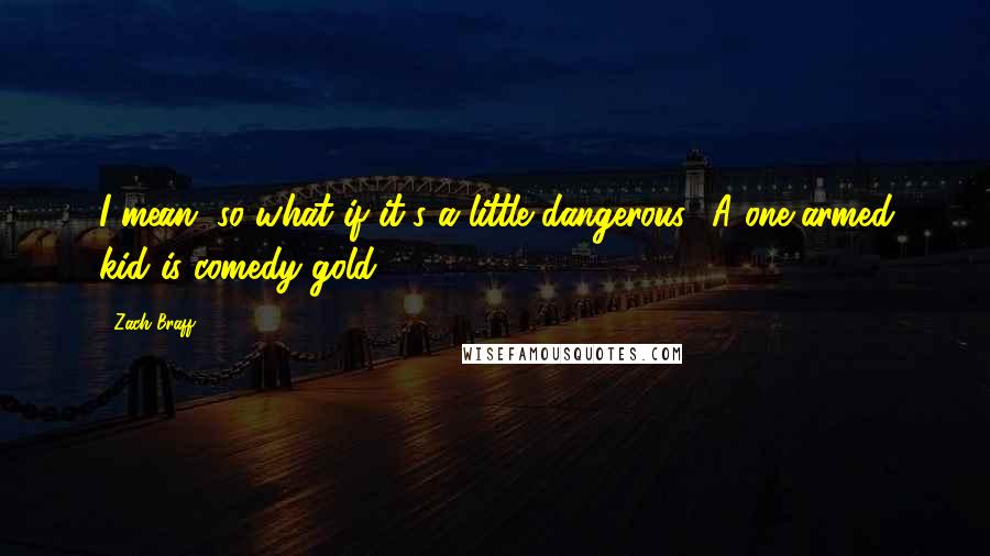 Zach Braff Quotes: I mean, so what if it's a little dangerous? A one-armed kid is comedy gold.