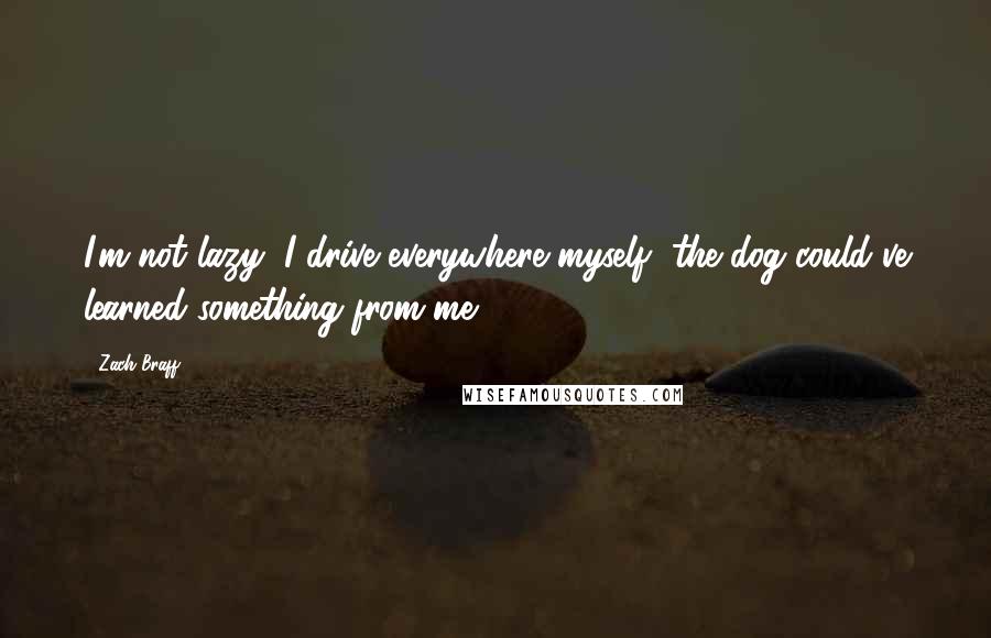 Zach Braff Quotes: I'm not lazy, I drive everywhere myself, the dog could've learned something from me.