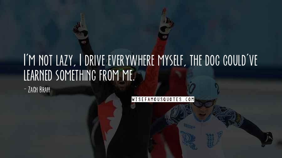 Zach Braff Quotes: I'm not lazy, I drive everywhere myself, the dog could've learned something from me.