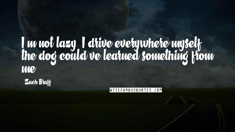 Zach Braff Quotes: I'm not lazy, I drive everywhere myself, the dog could've learned something from me.
