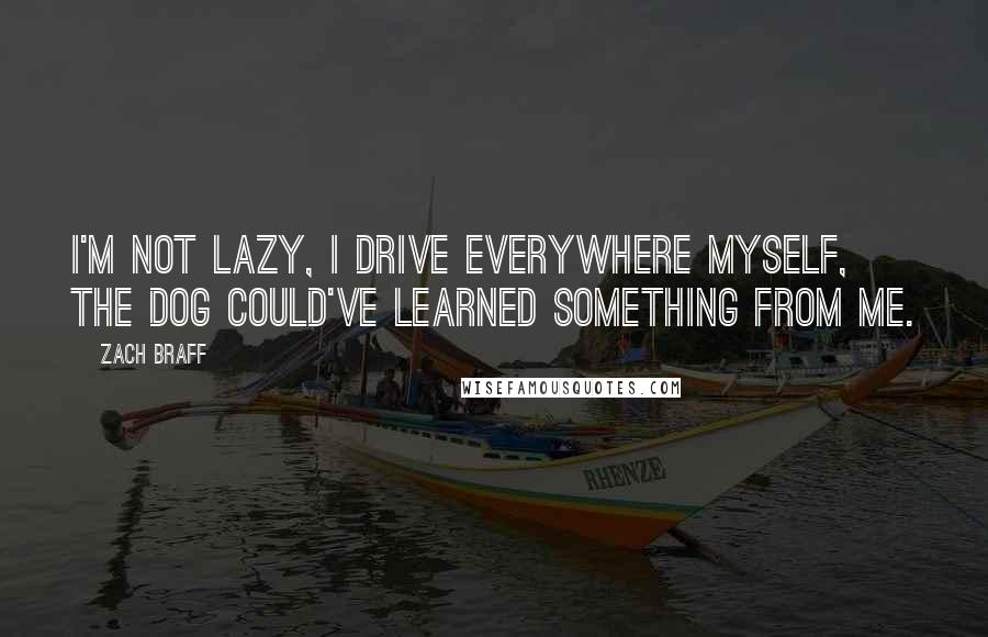 Zach Braff Quotes: I'm not lazy, I drive everywhere myself, the dog could've learned something from me.