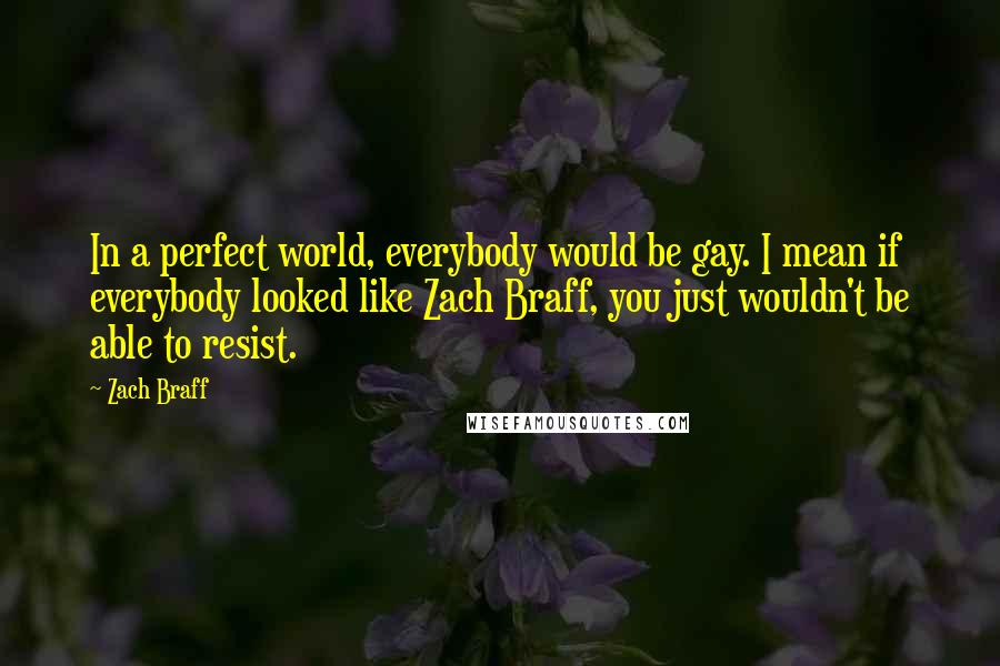 Zach Braff Quotes: In a perfect world, everybody would be gay. I mean if everybody looked like Zach Braff, you just wouldn't be able to resist.