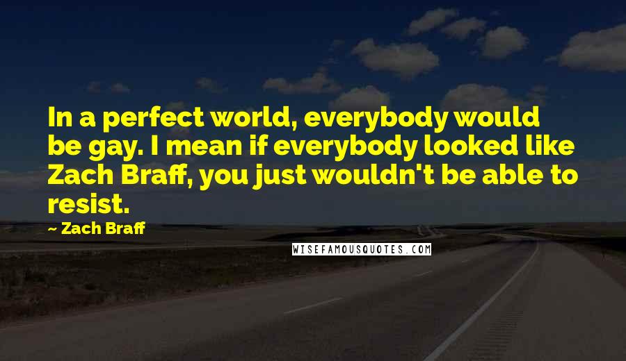 Zach Braff Quotes: In a perfect world, everybody would be gay. I mean if everybody looked like Zach Braff, you just wouldn't be able to resist.