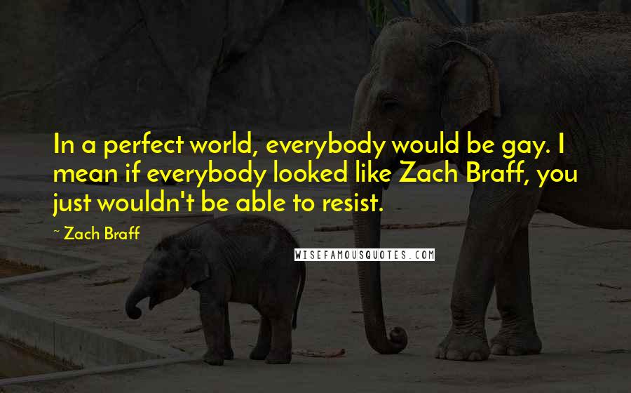 Zach Braff Quotes: In a perfect world, everybody would be gay. I mean if everybody looked like Zach Braff, you just wouldn't be able to resist.