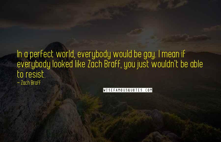 Zach Braff Quotes: In a perfect world, everybody would be gay. I mean if everybody looked like Zach Braff, you just wouldn't be able to resist.