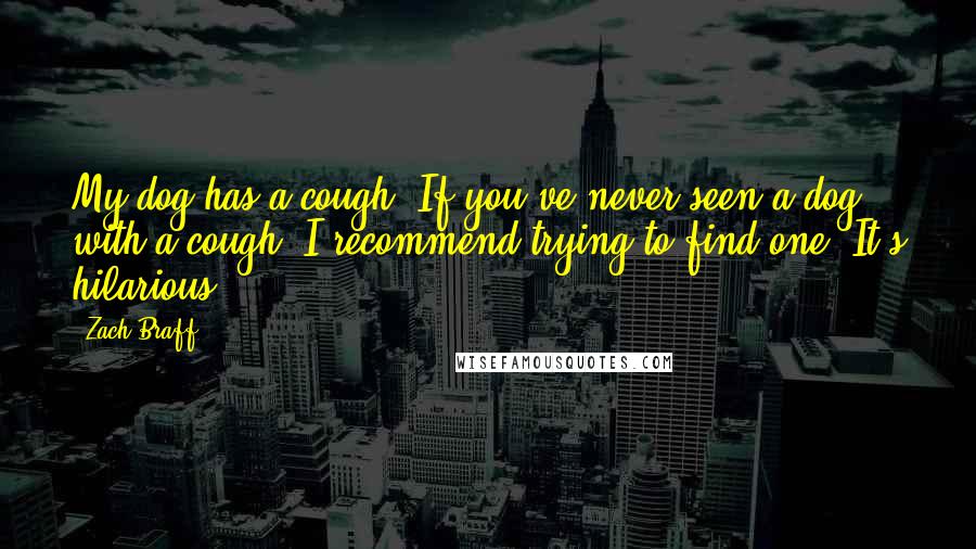 Zach Braff Quotes: My dog has a cough. If you've never seen a dog with a cough, I recommend trying to find one. It's hilarious.