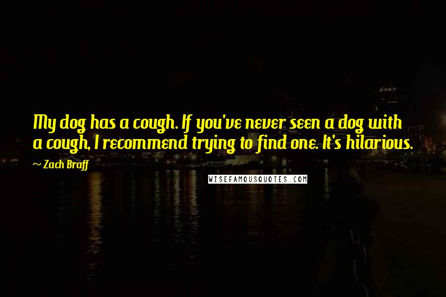 Zach Braff Quotes: My dog has a cough. If you've never seen a dog with a cough, I recommend trying to find one. It's hilarious.