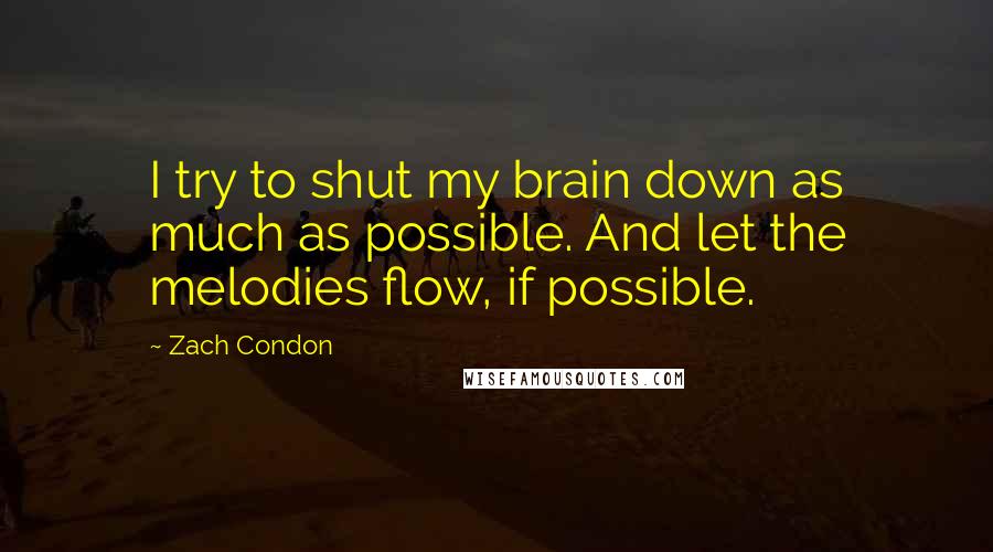 Zach Condon Quotes: I try to shut my brain down as much as possible. And let the melodies flow, if possible.