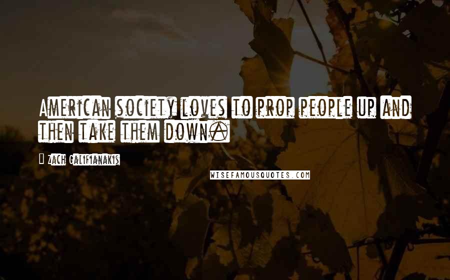 Zach Galifianakis Quotes: American society loves to prop people up and then take them down.