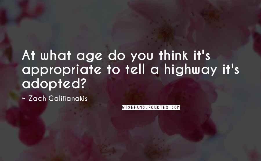 Zach Galifianakis Quotes: At what age do you think it's appropriate to tell a highway it's adopted?