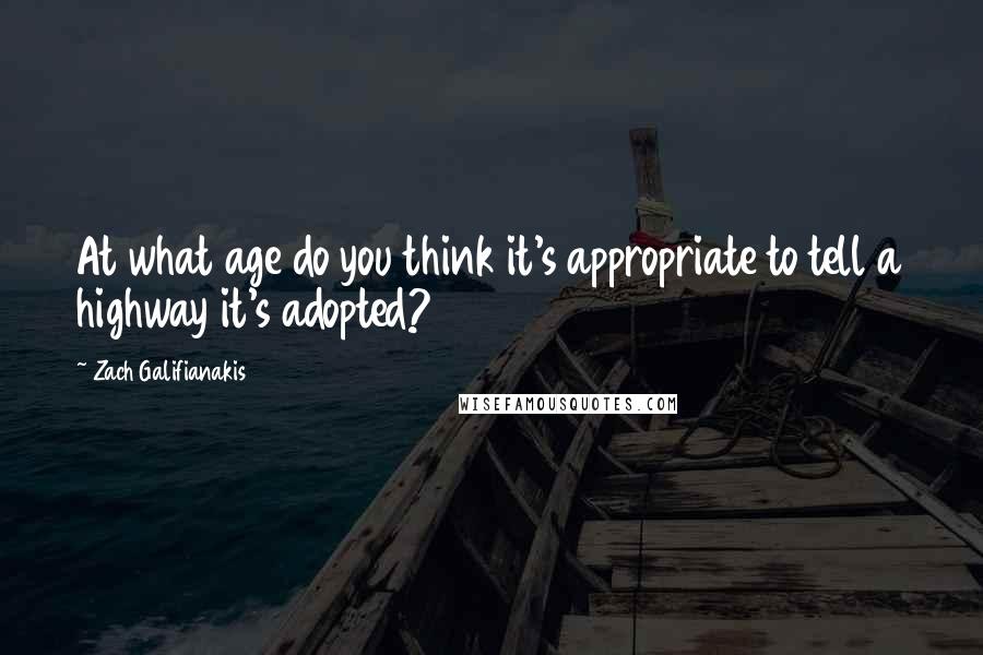 Zach Galifianakis Quotes: At what age do you think it's appropriate to tell a highway it's adopted?