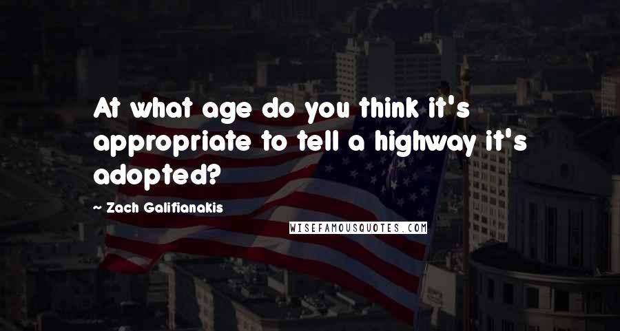 Zach Galifianakis Quotes: At what age do you think it's appropriate to tell a highway it's adopted?